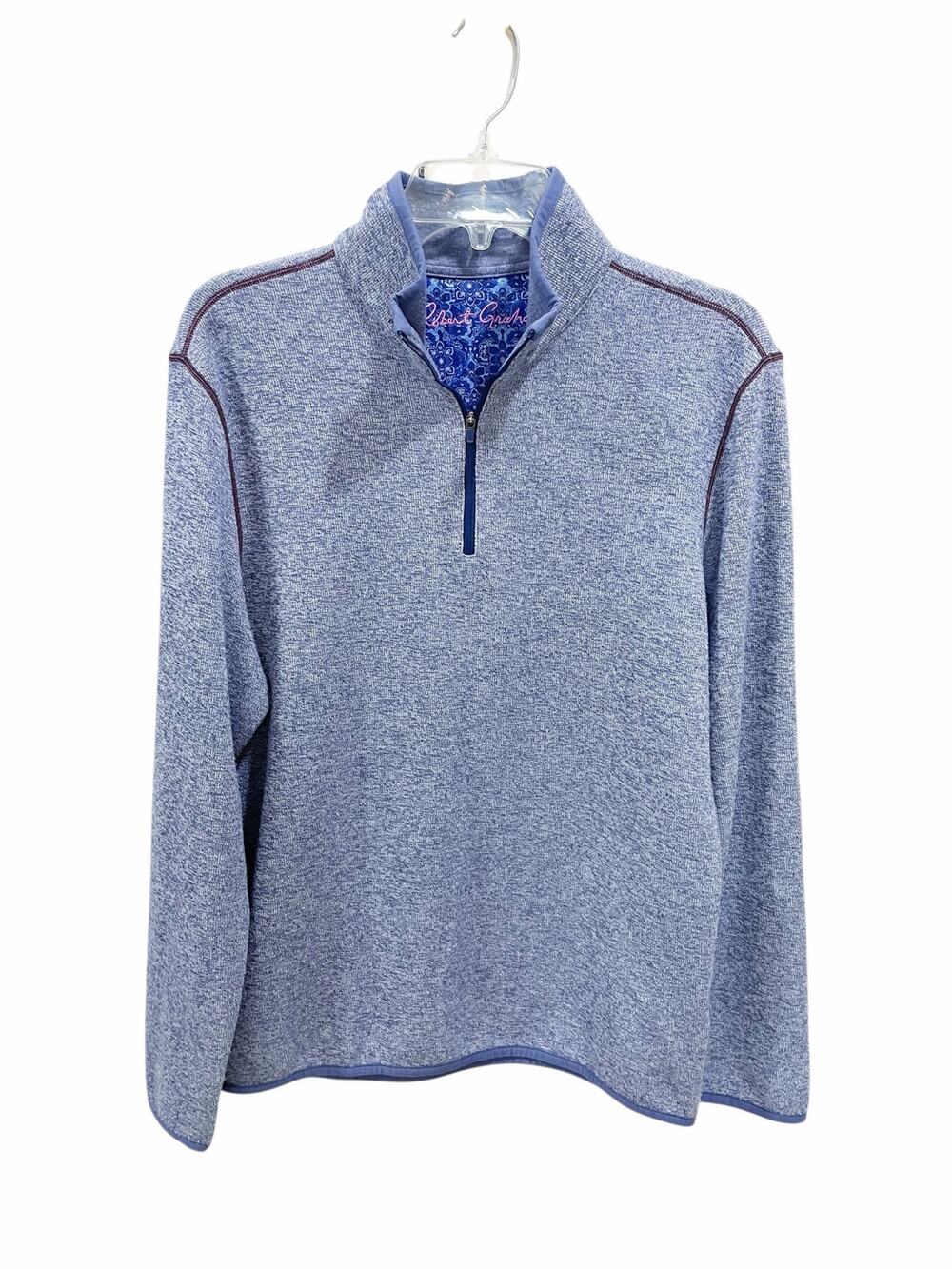 Robert Graham Cariso Heathered Quarter Zip Pullover Navy Small
